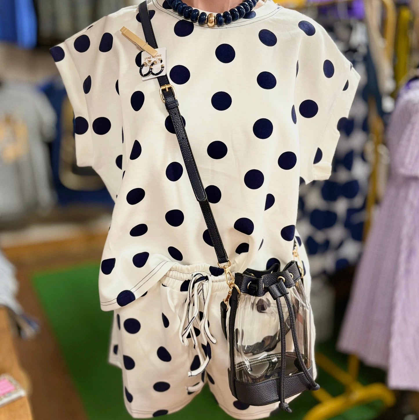 Navy Polka Dot Scuba Set - Sewn and Seen
