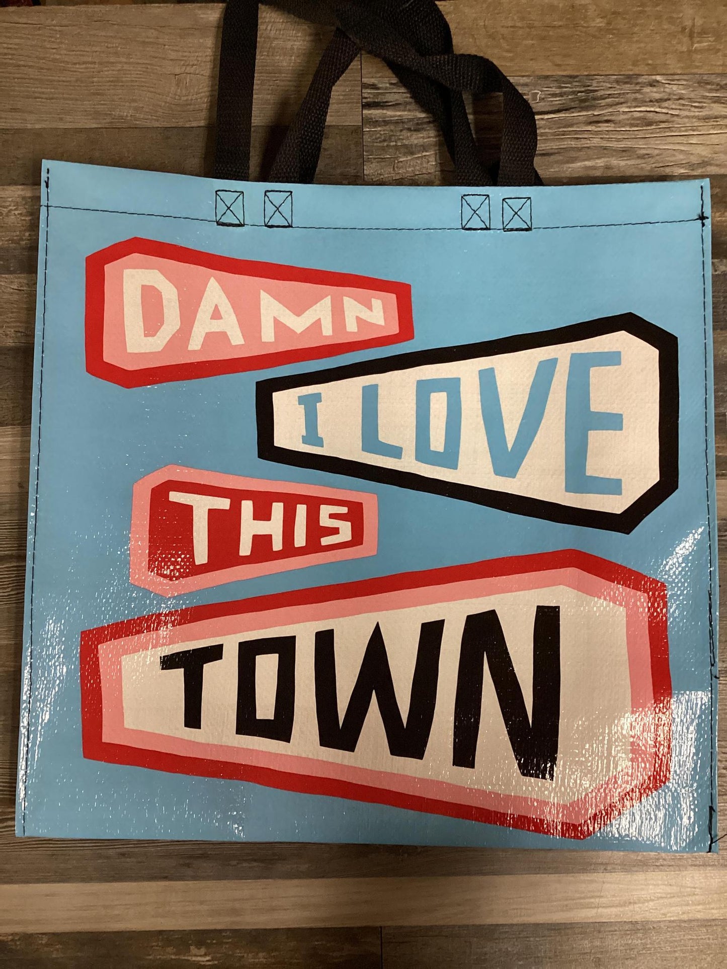 "Damn I Love This Town" Bag- Blue Q