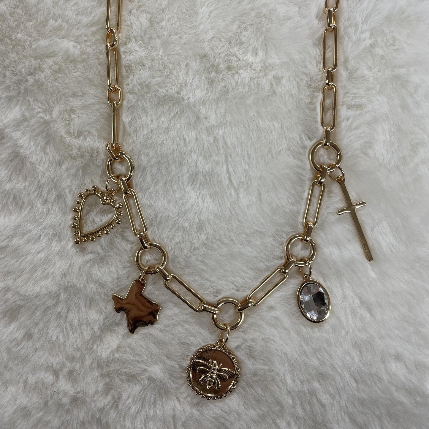 Texas Bee Charm Necklace - Canvas Style