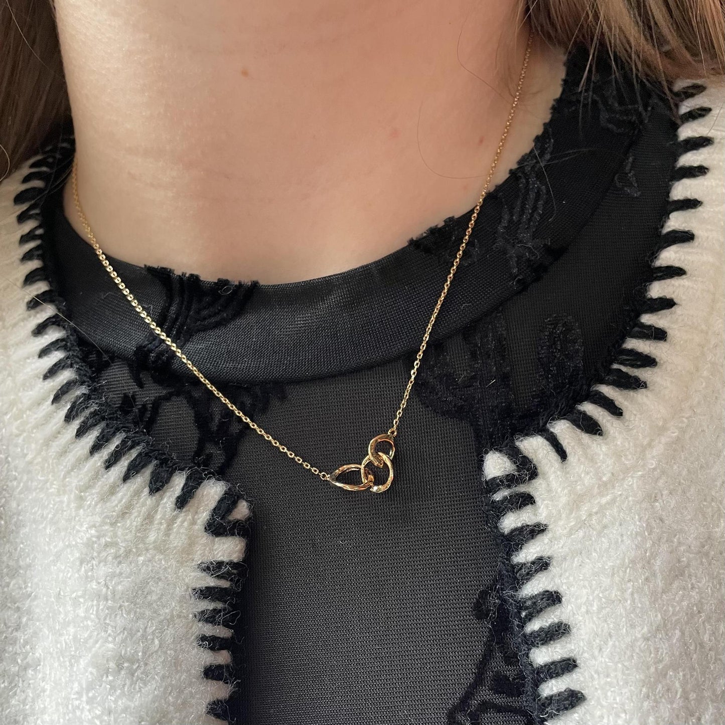 Gold Dipped Three Hammered Circle Necklace