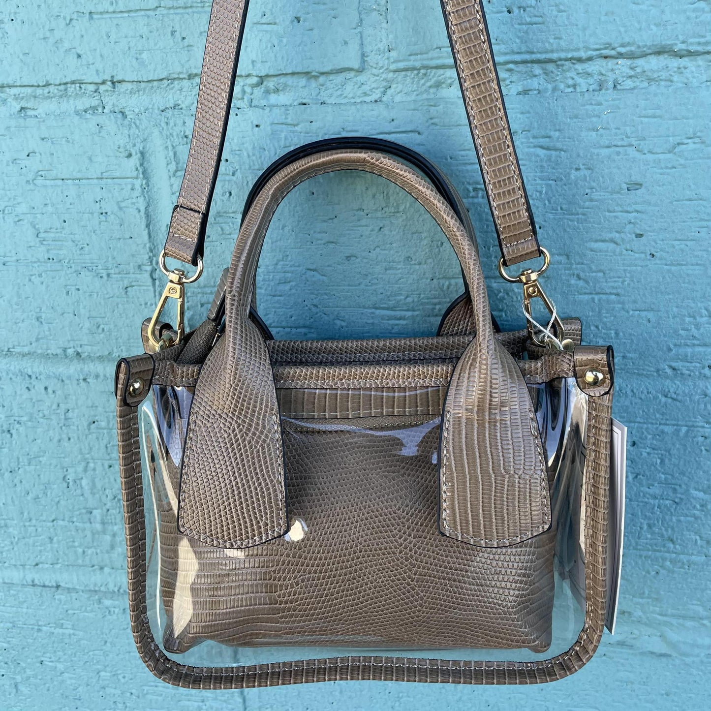 Taupe Stacey Crossbody Clear Bag - Jen & Co.