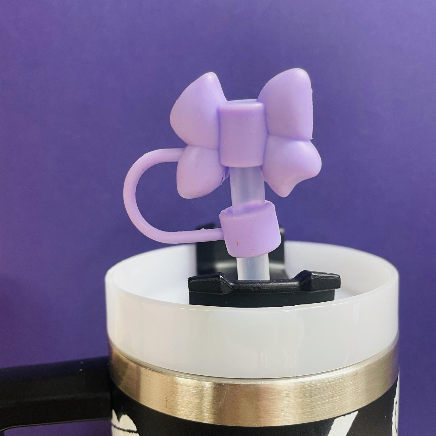 Straw Topper - Purple Bow