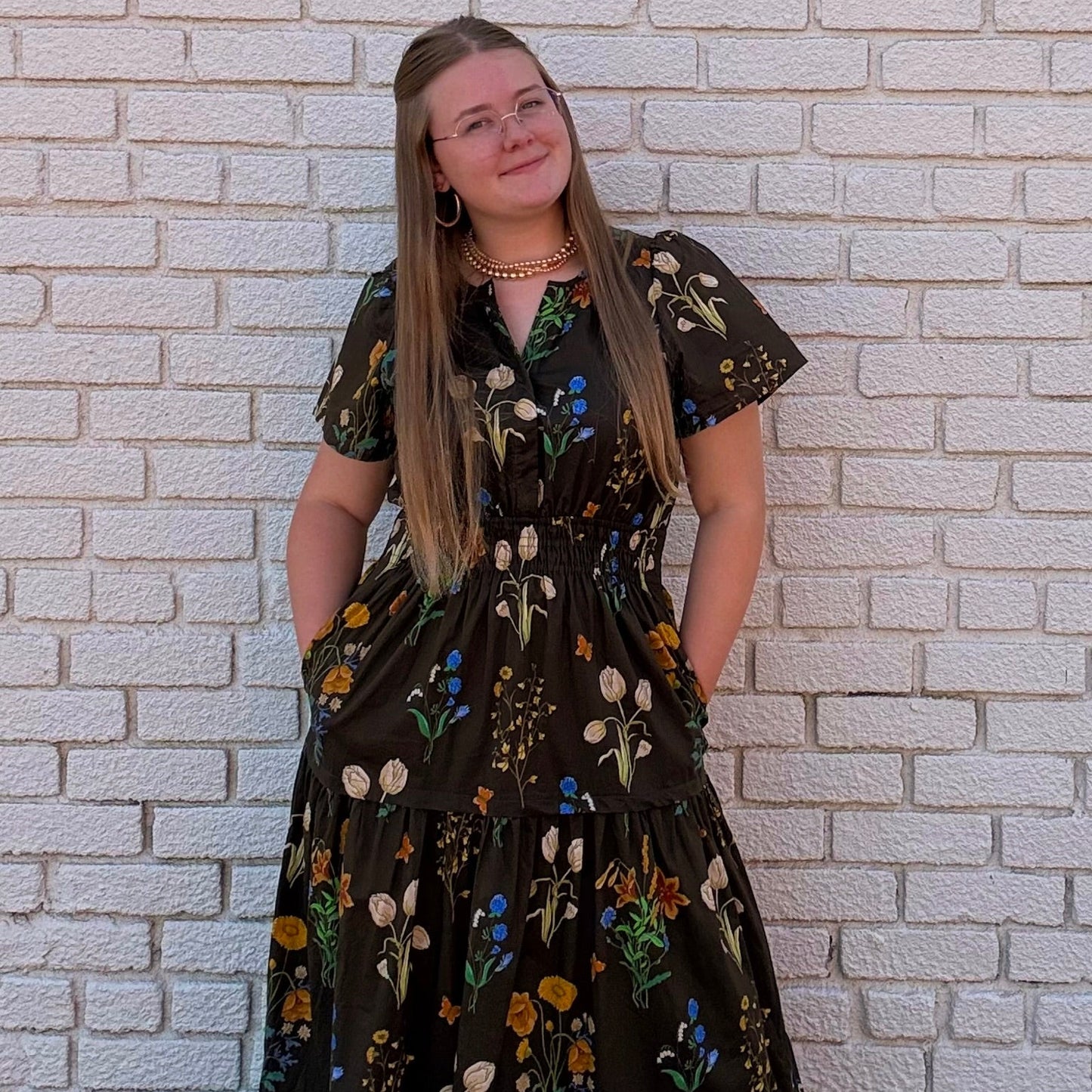 Brown Floral Maxi Dress - Lime N Chili