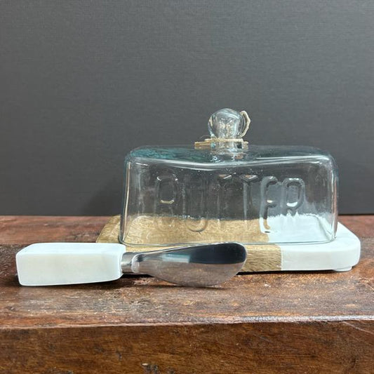 Wood Marble Butter Dish- Mud Pie
