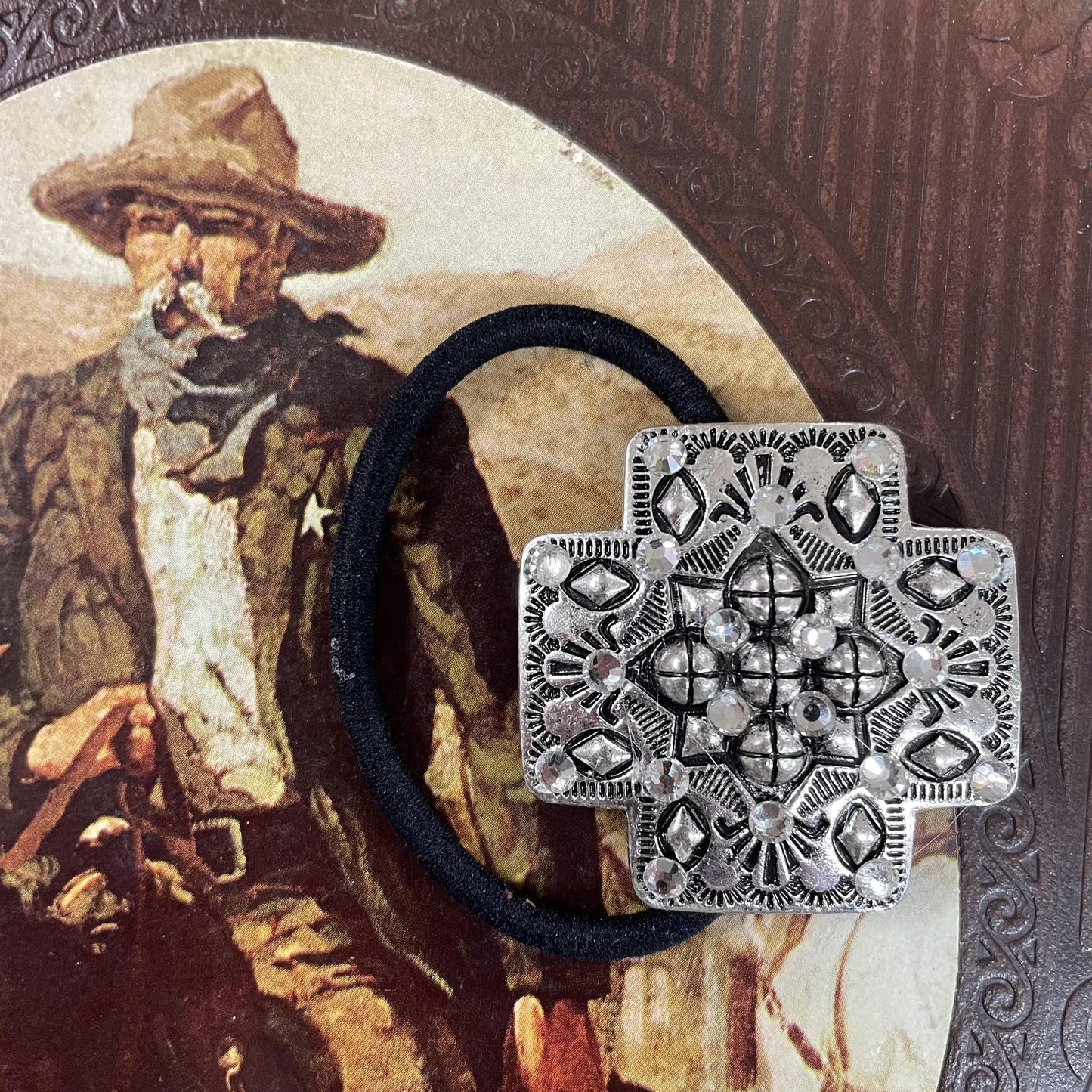 Blingy Cross Concho Hair Tie