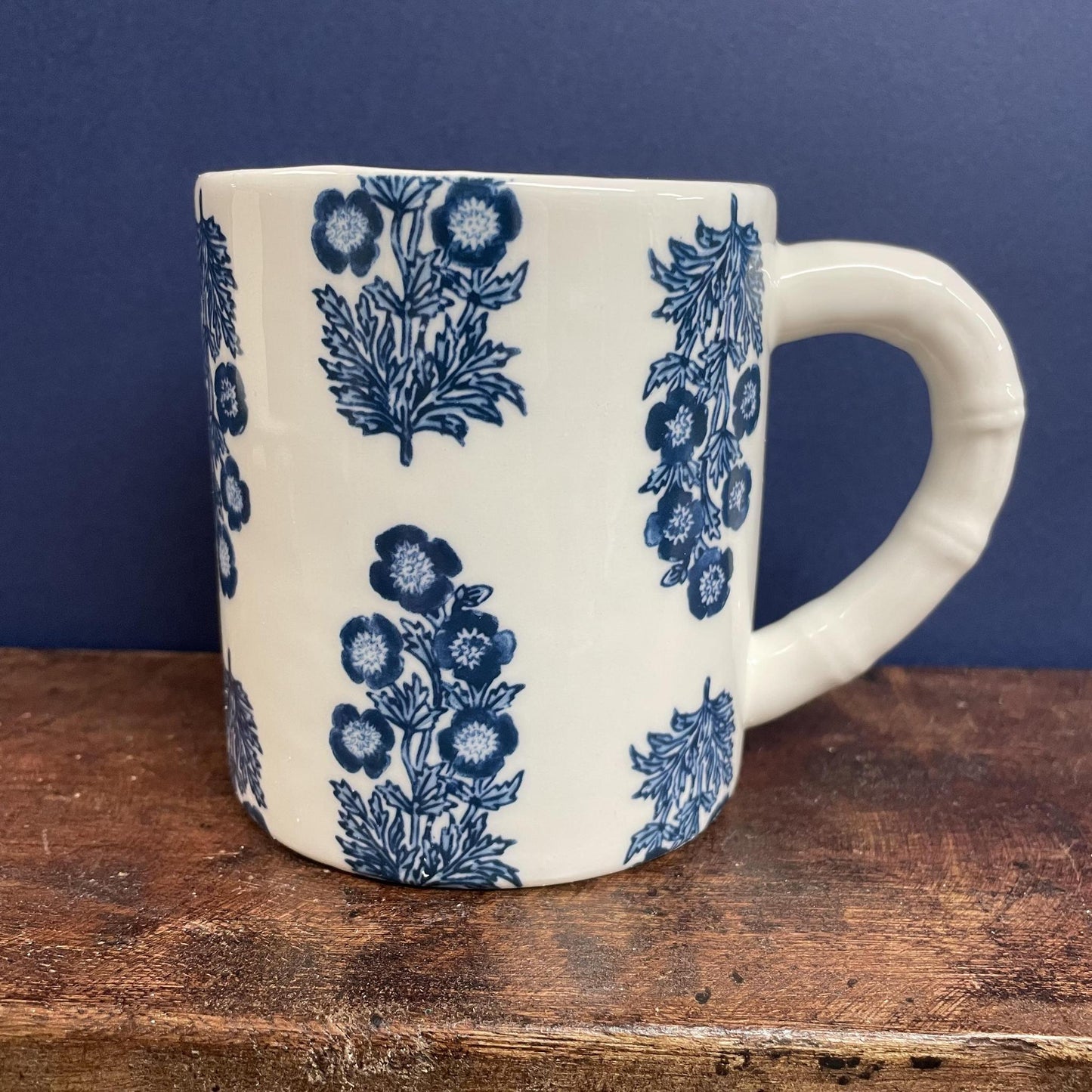 Blue Block Print Mugs - Mud Pie
