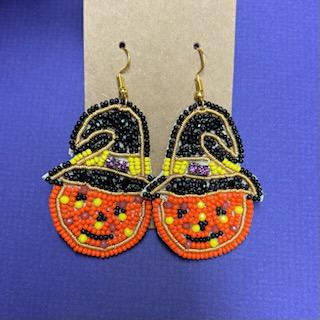 Pumpkin Witch- Beaded Earrings