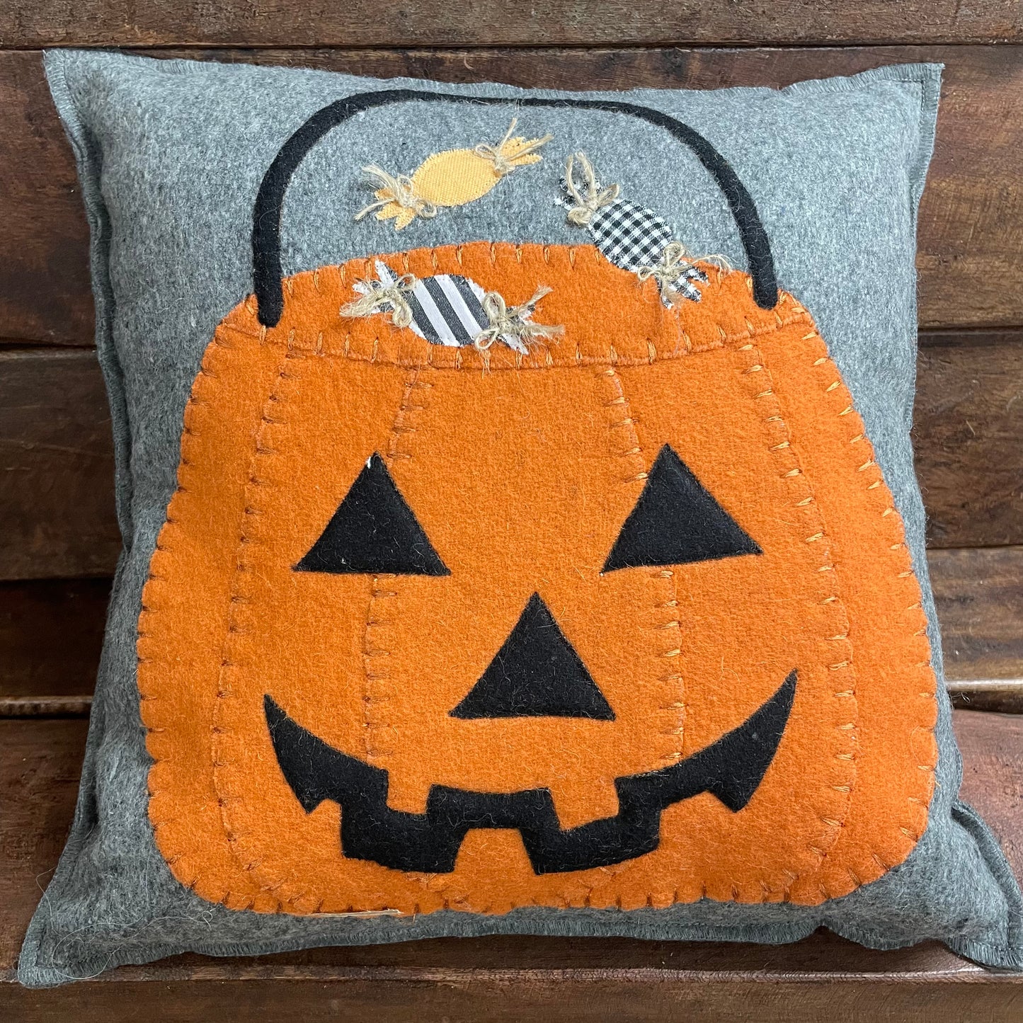 Pumpkin Felt Pillow- Mud Pie
