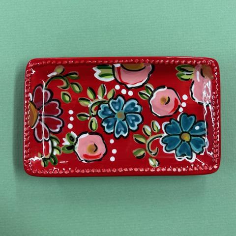 Red Floral Trinket Tray- Glory Haus