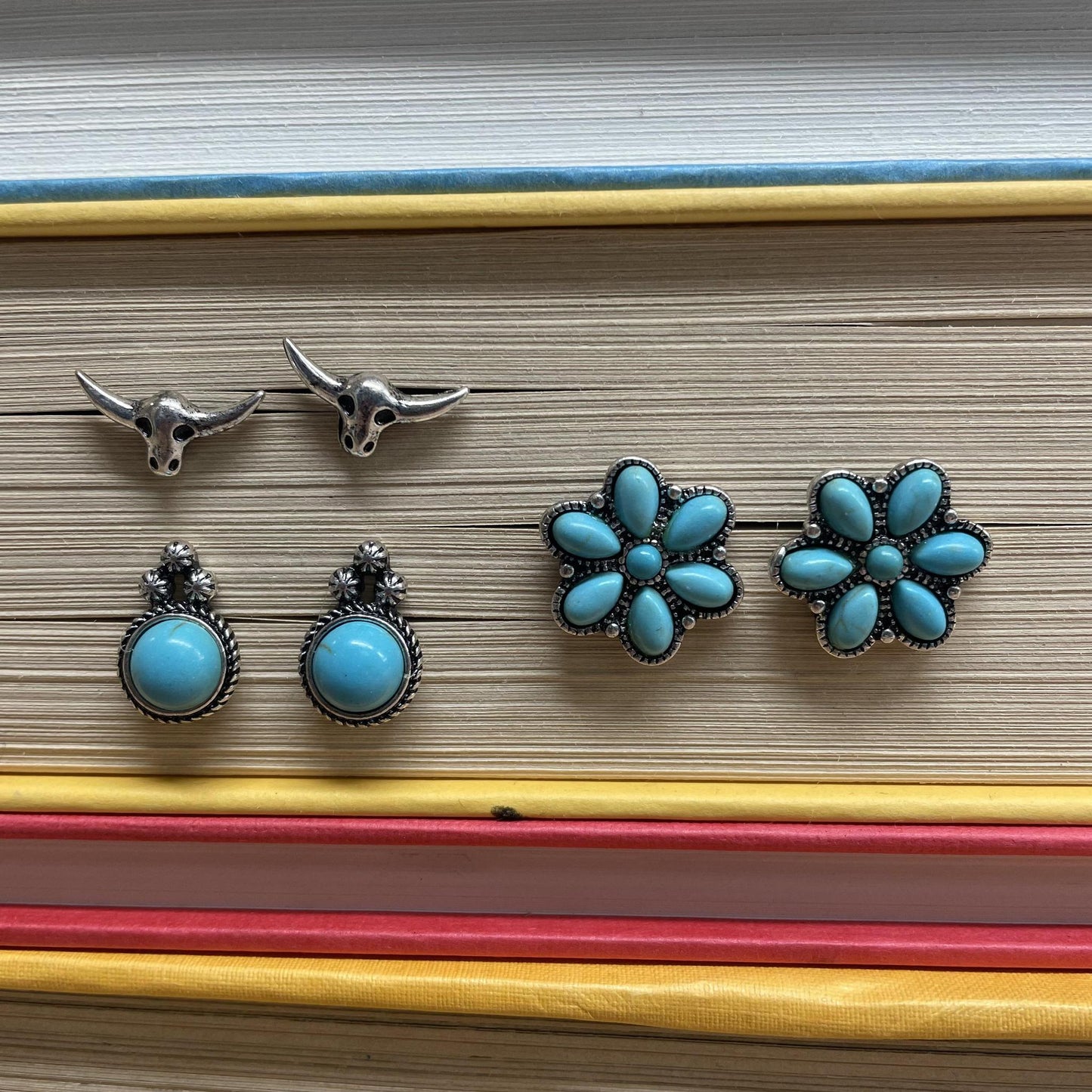 3 Stud Earrings Set - Longhorn