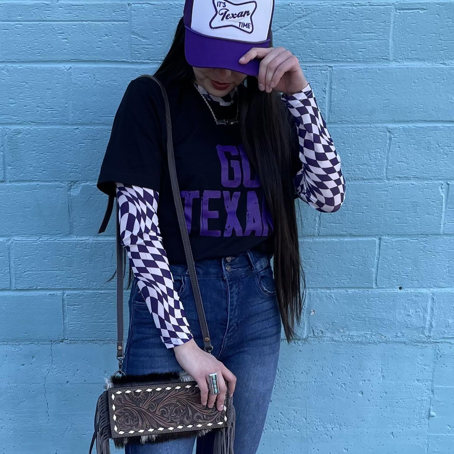 Purple & White Checkered Undershirt- Spirit To a Tee