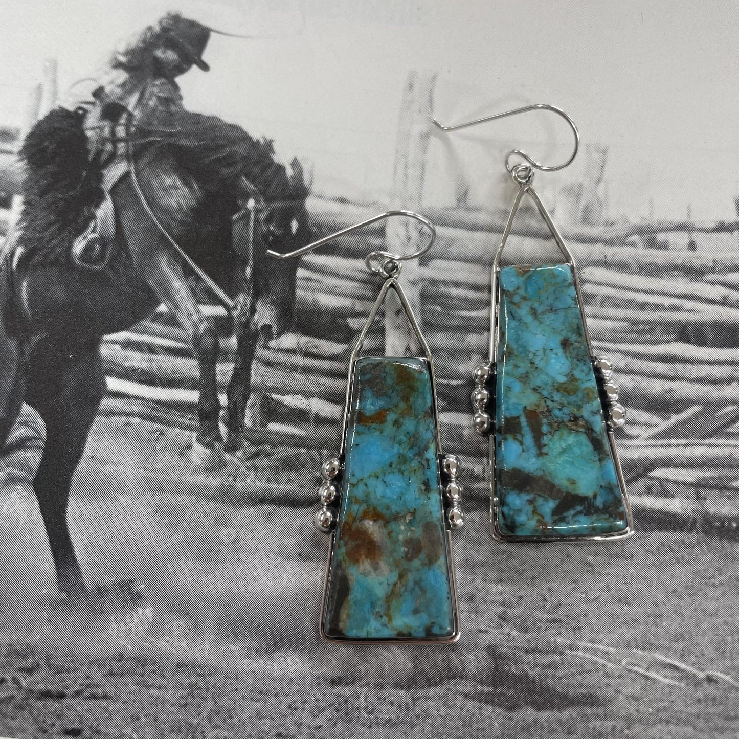 Trapezoid Turquoise Slab Earrings - Boho Sol