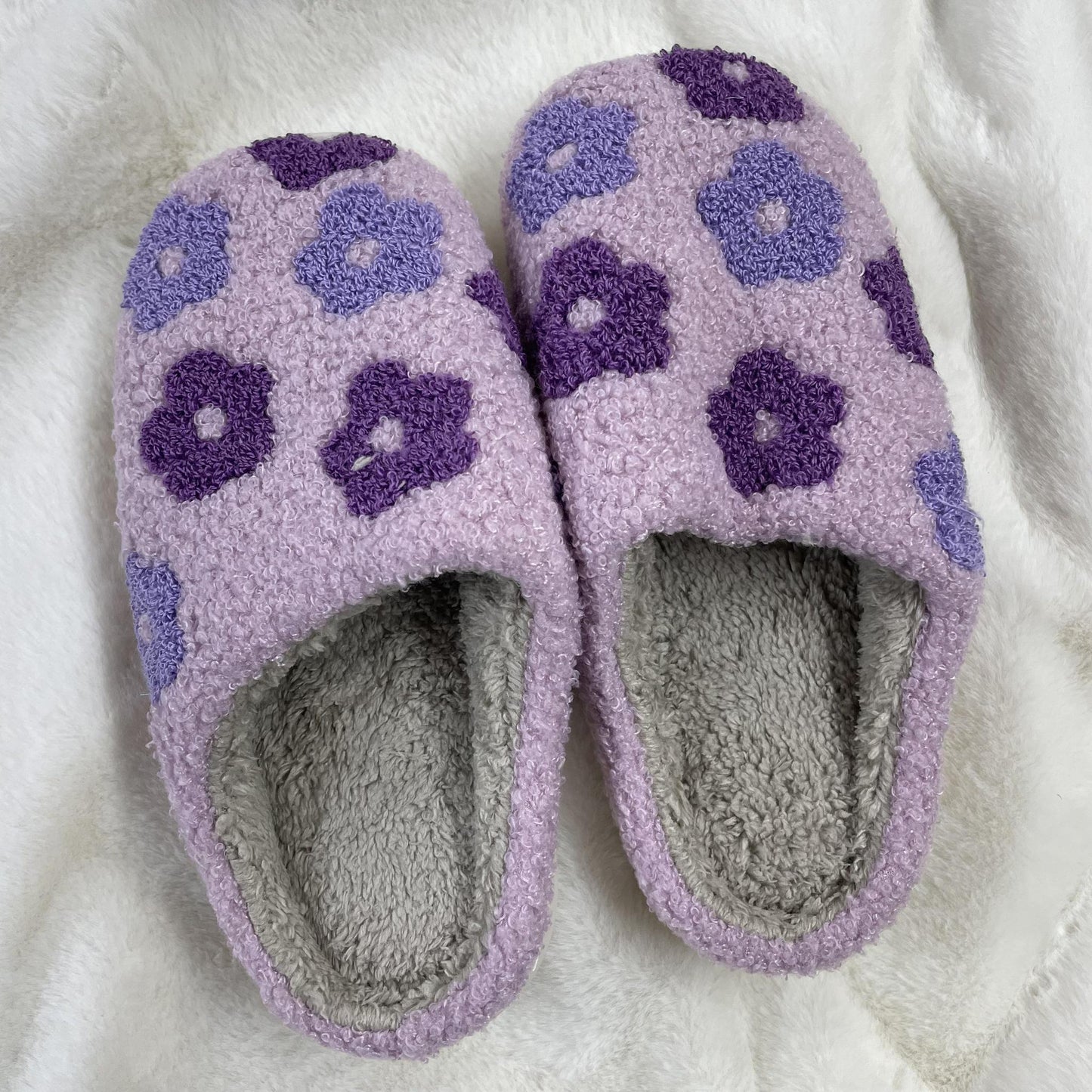 Purple Flower Slippers- Darling Effect