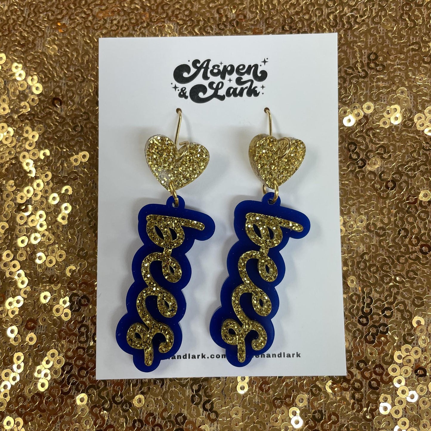 Glitter Heart Bees Earrings - Aspen & Lark