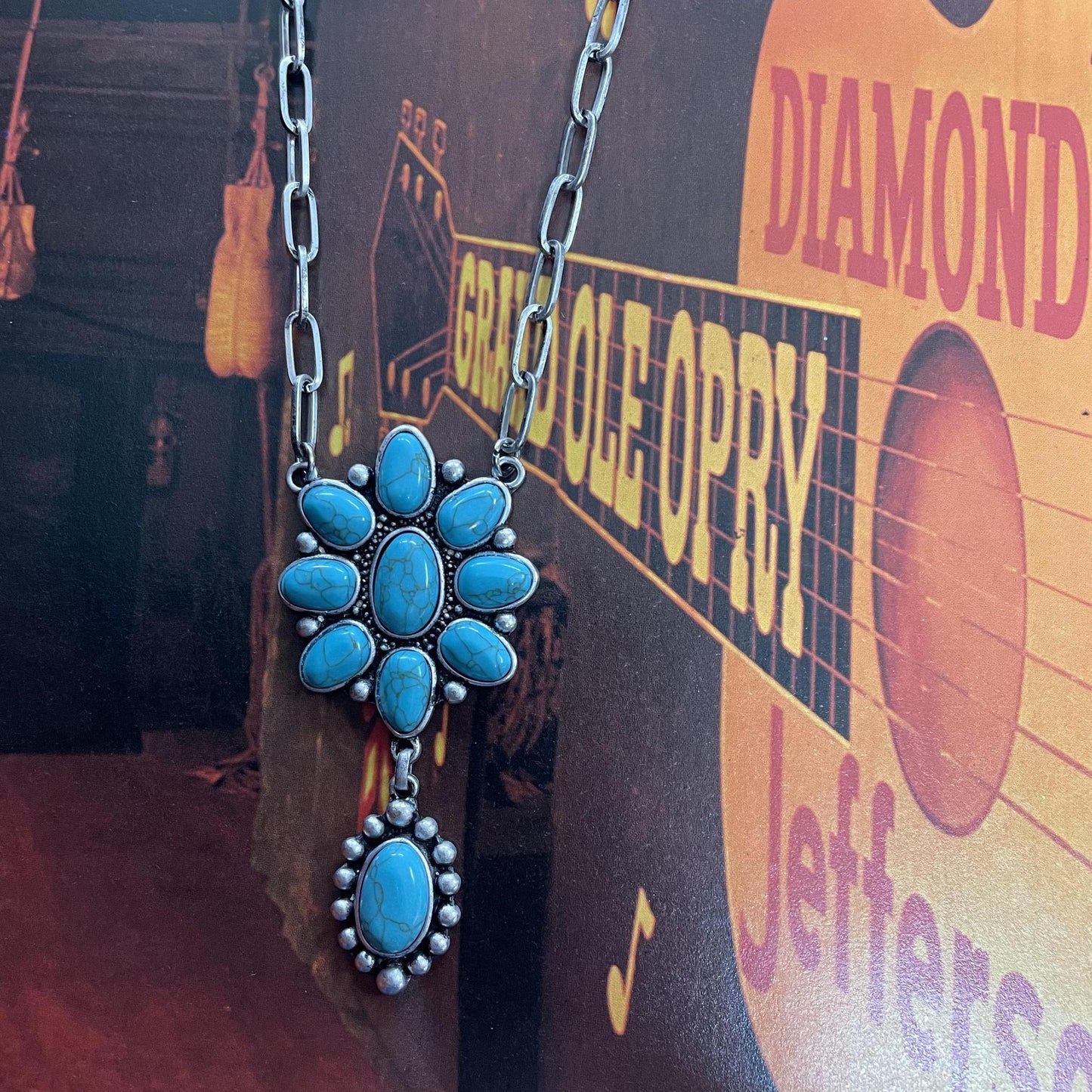 Squash Blossom Dangle Chain Necklace