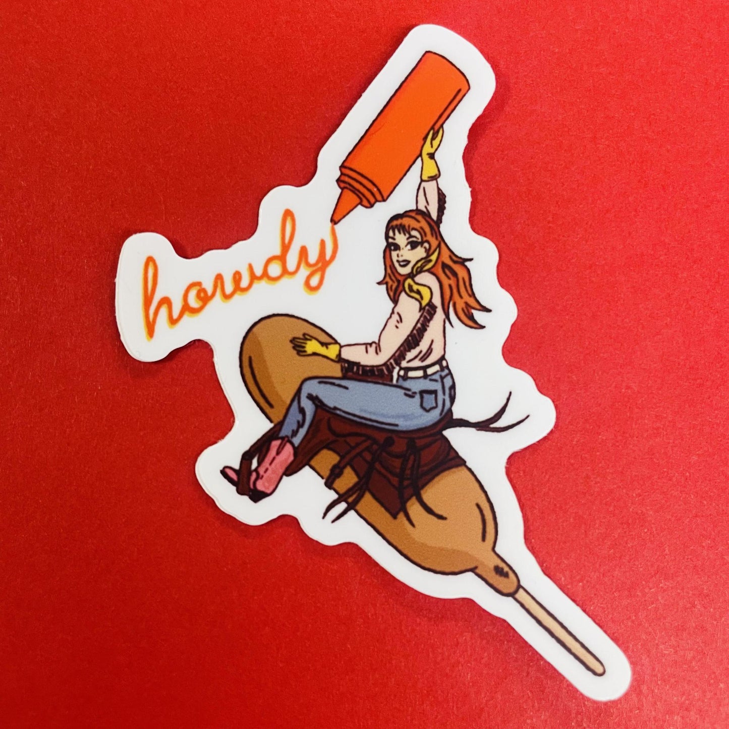 Cowgirl Corn Dog Sticker