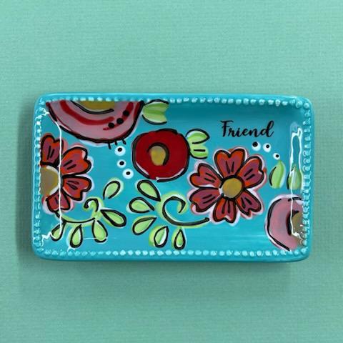 Turquoise Floral Trinket Tray- Glory Haus