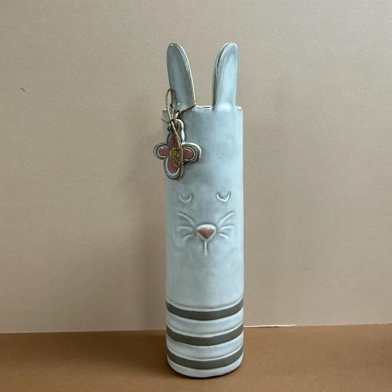 Gray Bunny Stem Vase- Easter Mud Pie