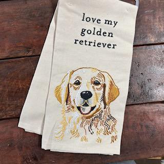Love My Golden Retriever Towel- Primitives by Kathy