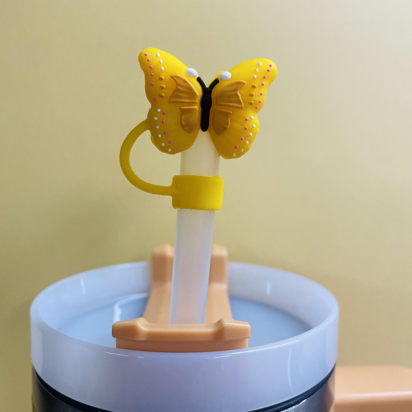 Straw Topper - Yellow Butterfly