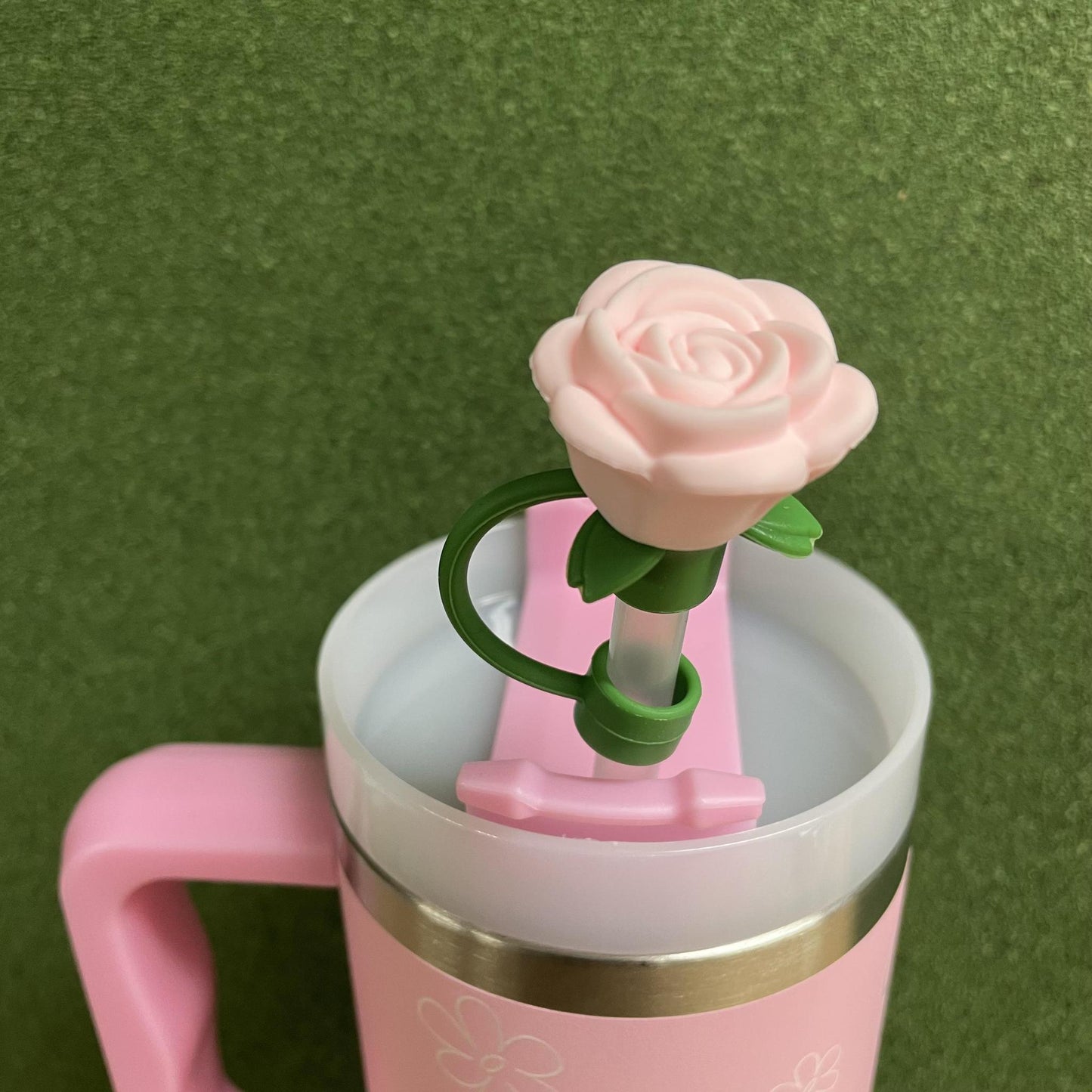 Straw Topper - Pink Rose
