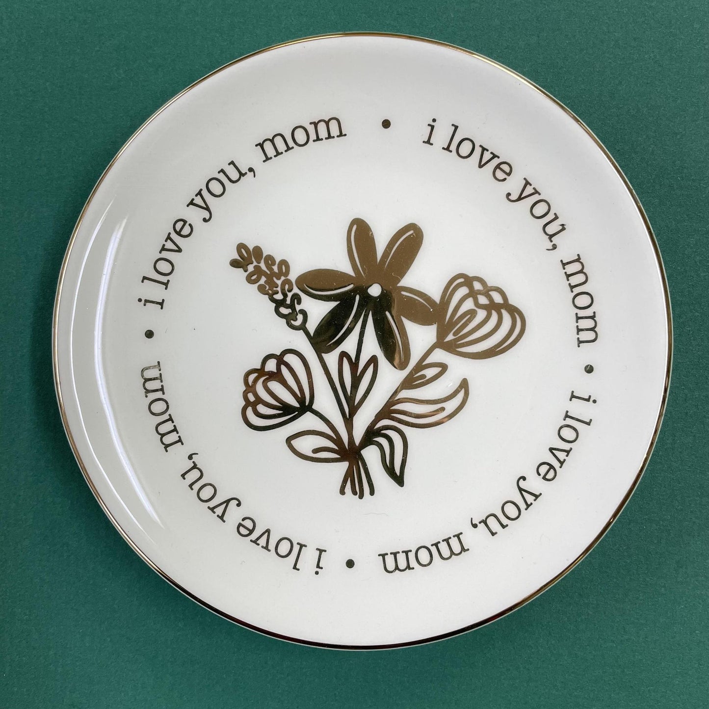 I Love You Mom Gold Trinket Tray