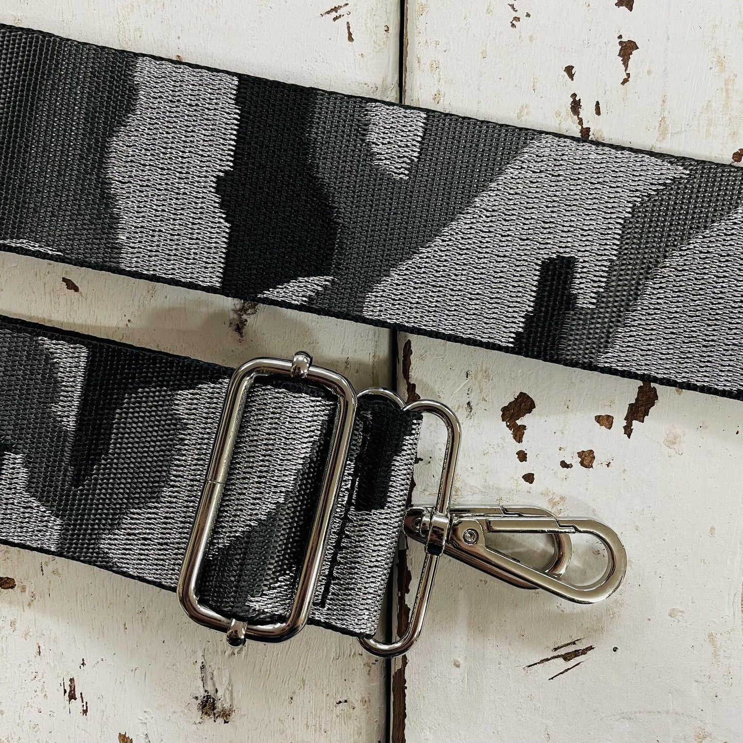 Black and Silver Camo Adjustable Bag Strap - Jen & Co.