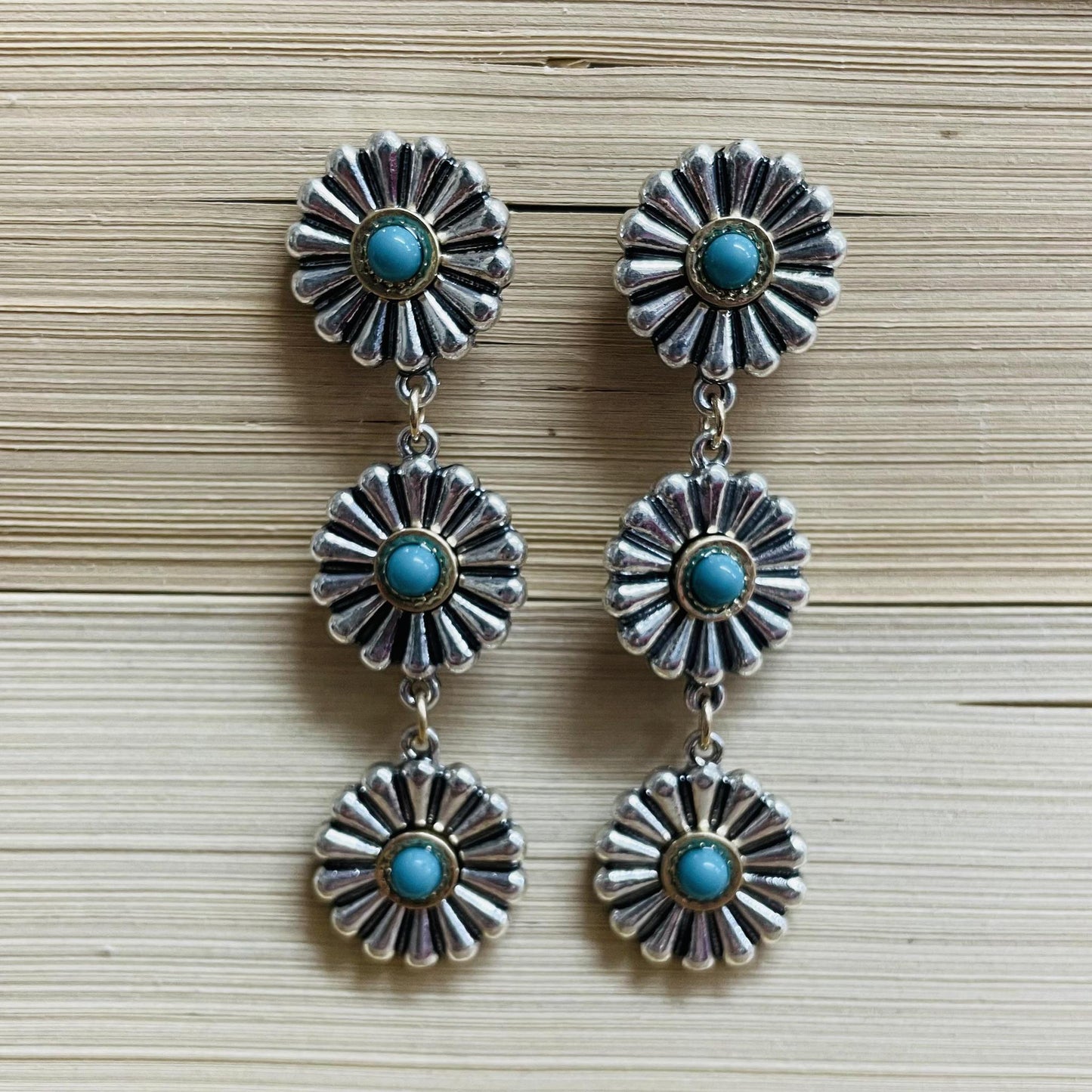 Monica Turquoise Mixed Metal Drop Earrings - Canvas Style