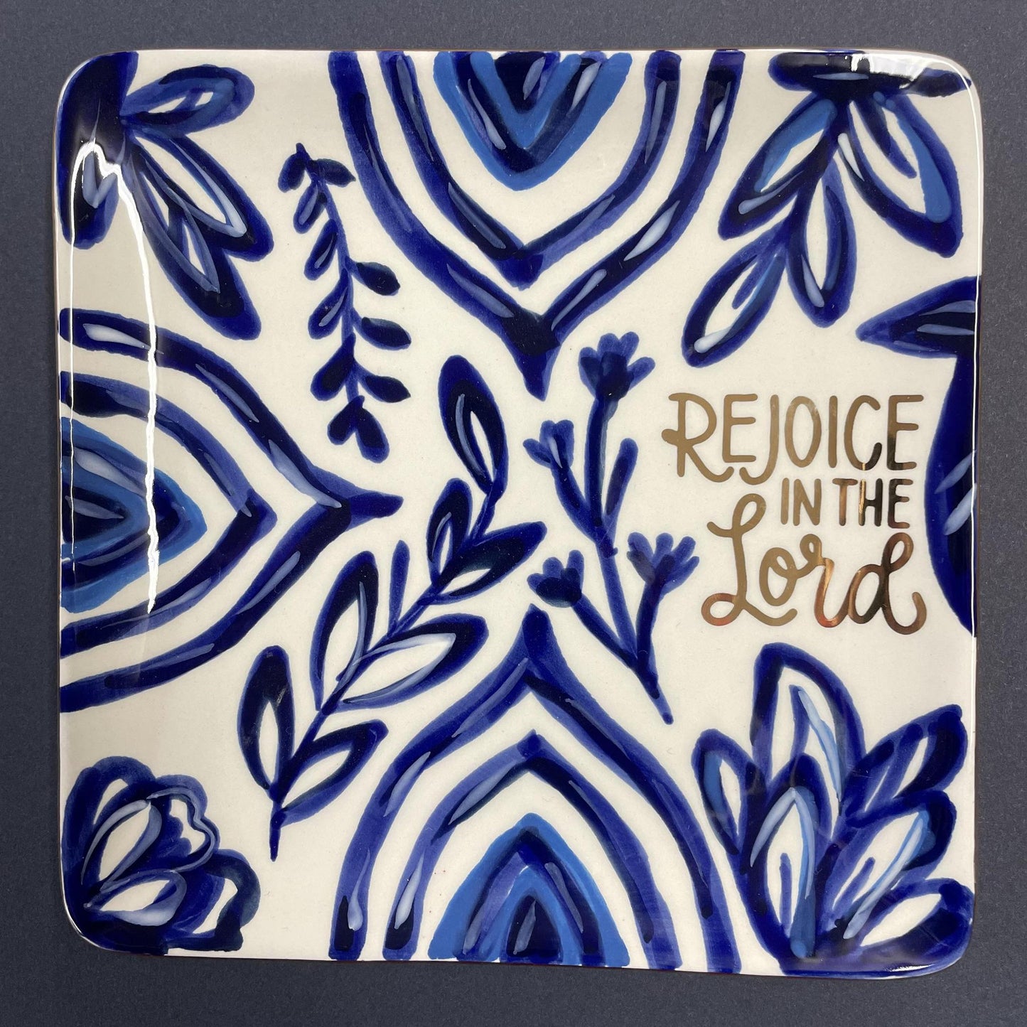 Rejoice In The Lord Blue Trinket Tray - Glory Haus