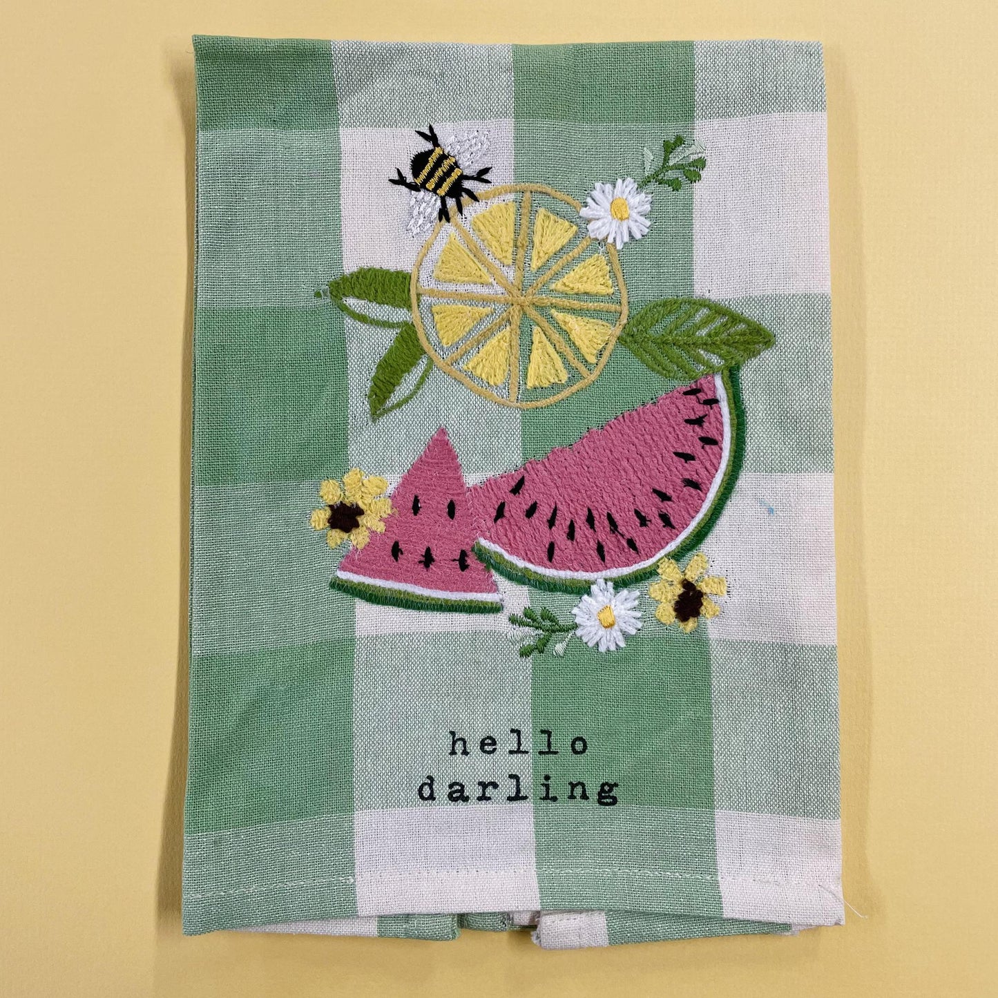 Hello Embroidered Towel - Mud Pie
