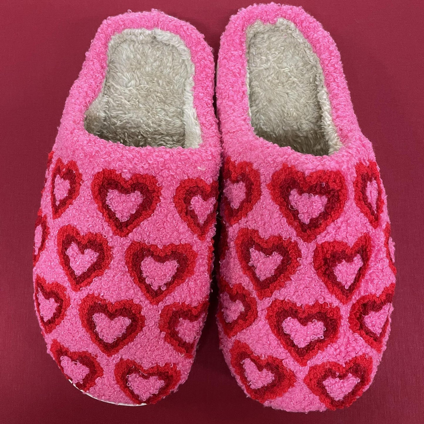 Pink Hearts Slippers