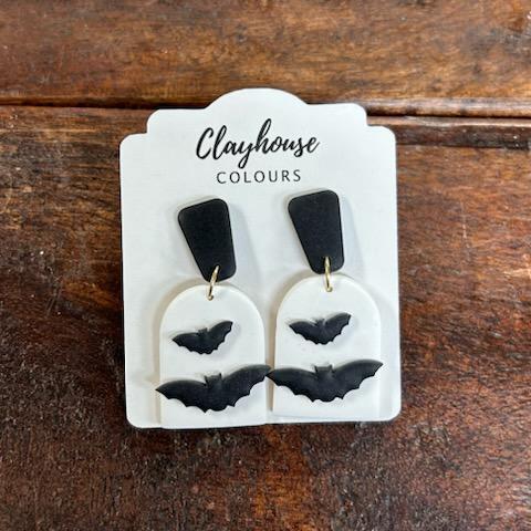 Abstract Bats Earrings- Clayhouse Colours