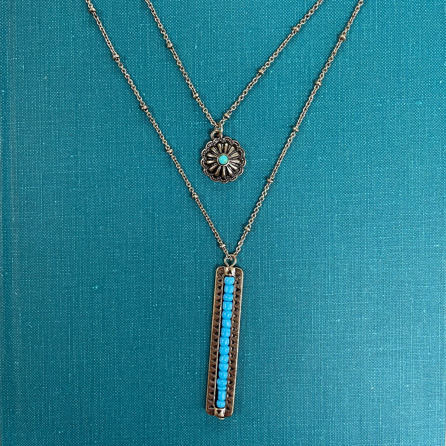Gold and Turquoise Bar Necklace Set