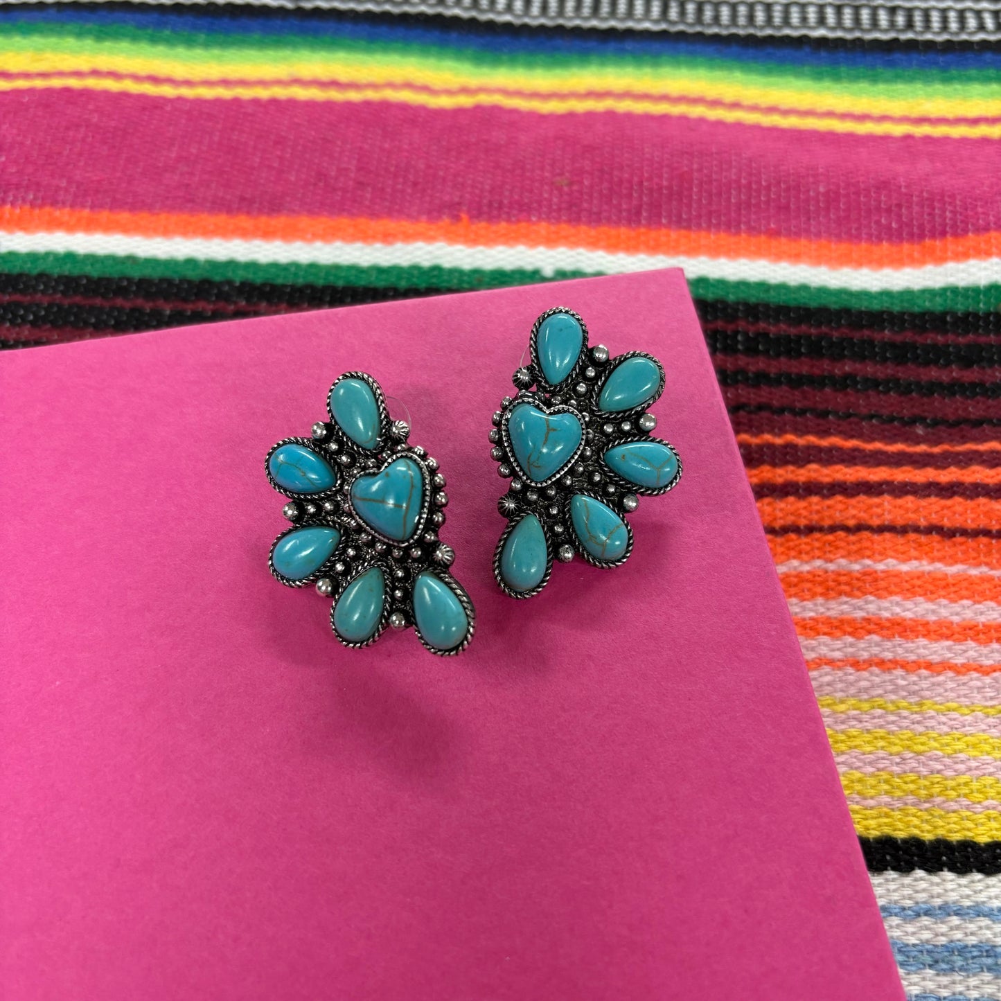 Western Heart Squash Blossom Earrings - Boho Ranch Shop