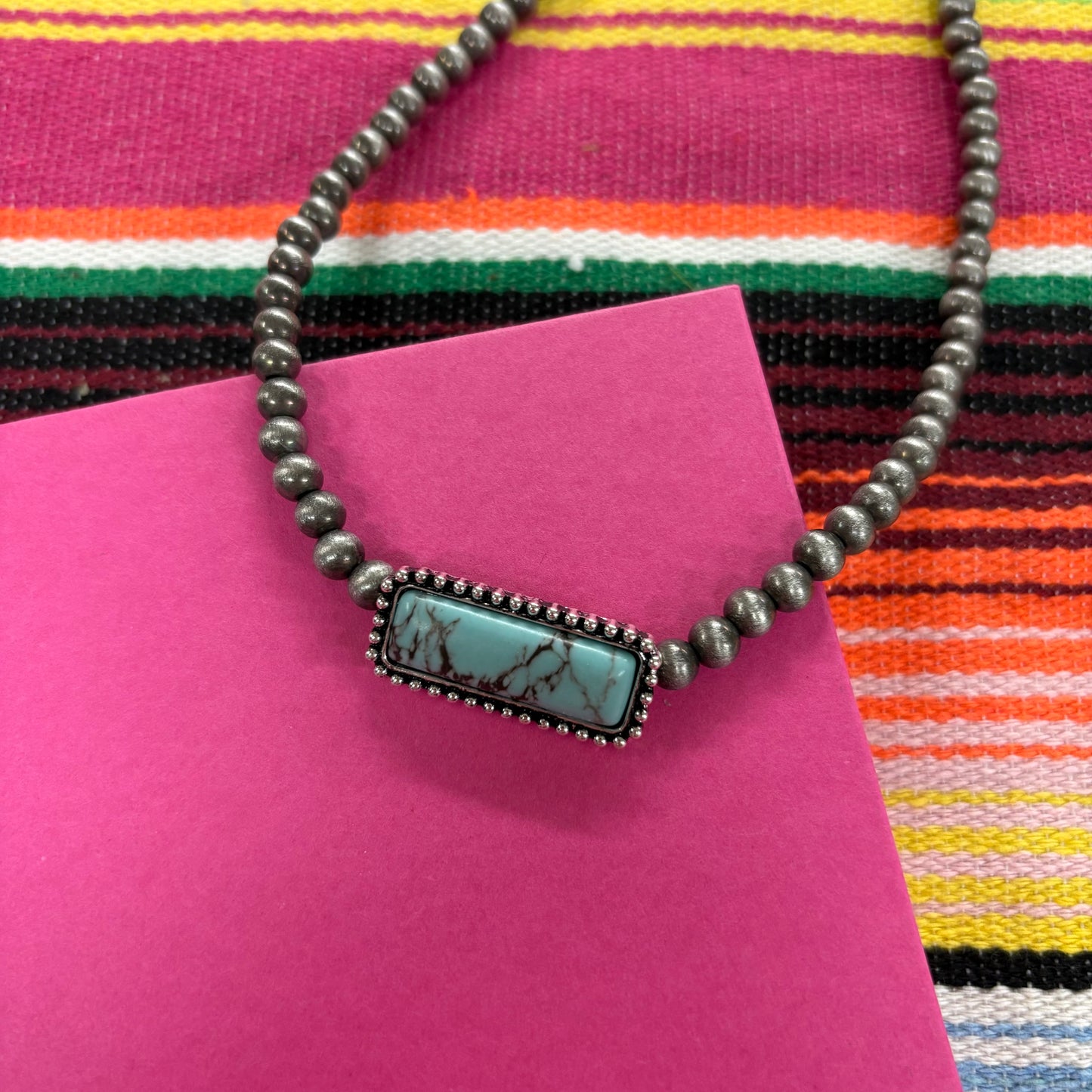 Western Bar Necklace With Pearls - Boho Ranch Shop