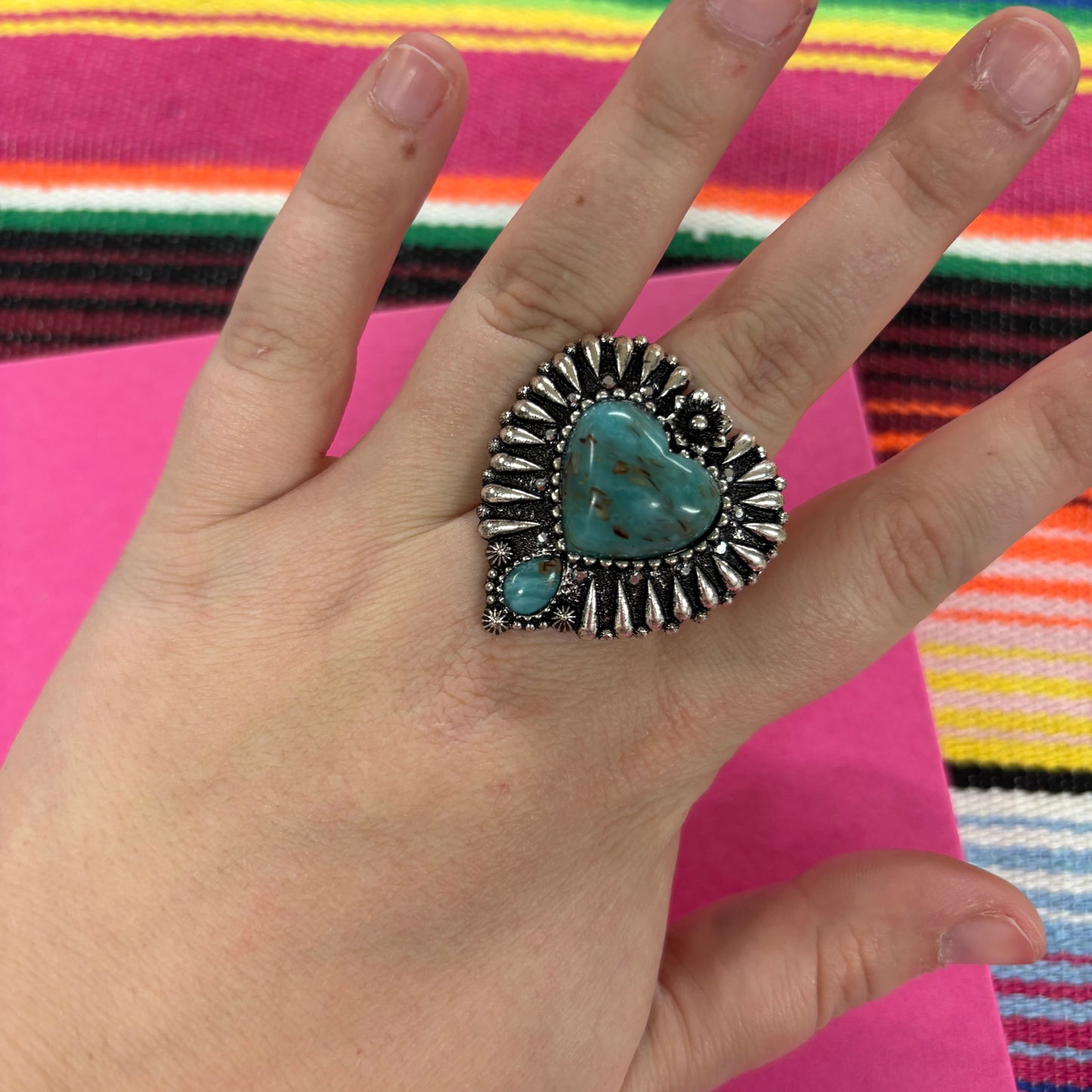 Western Style Chunky Heart Stretch Ring - Boho Ranch Shop