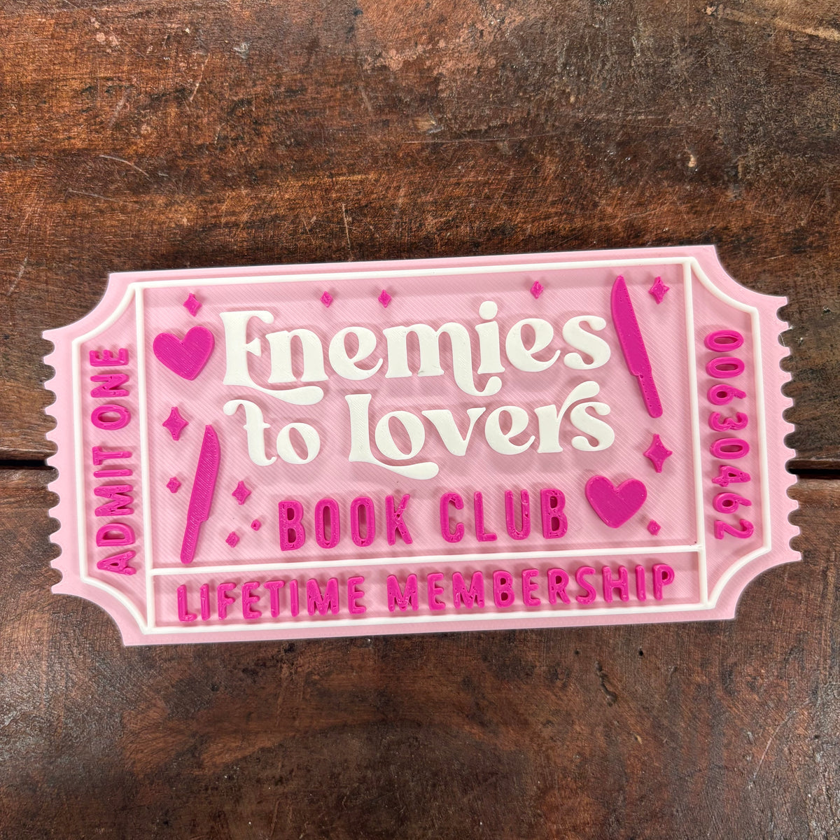 Enemies To Lovers Book Club Ticket Sign - The Crafted Nook