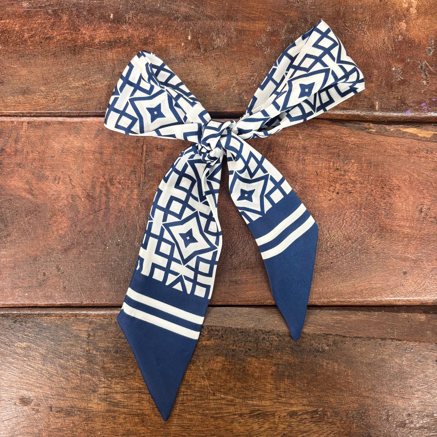 Langston Navy Geometric Skinny Scarf - Caroline Hill