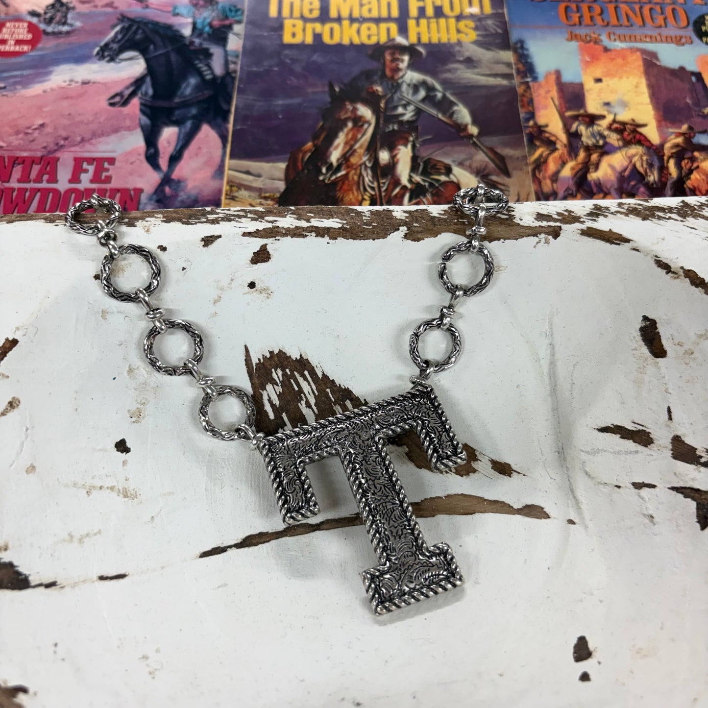 Silver Detailed T Necklace - ATG