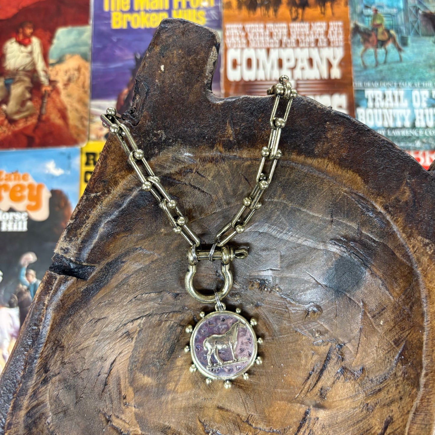 Mixed Metal Horse Coin Necklace - ATG