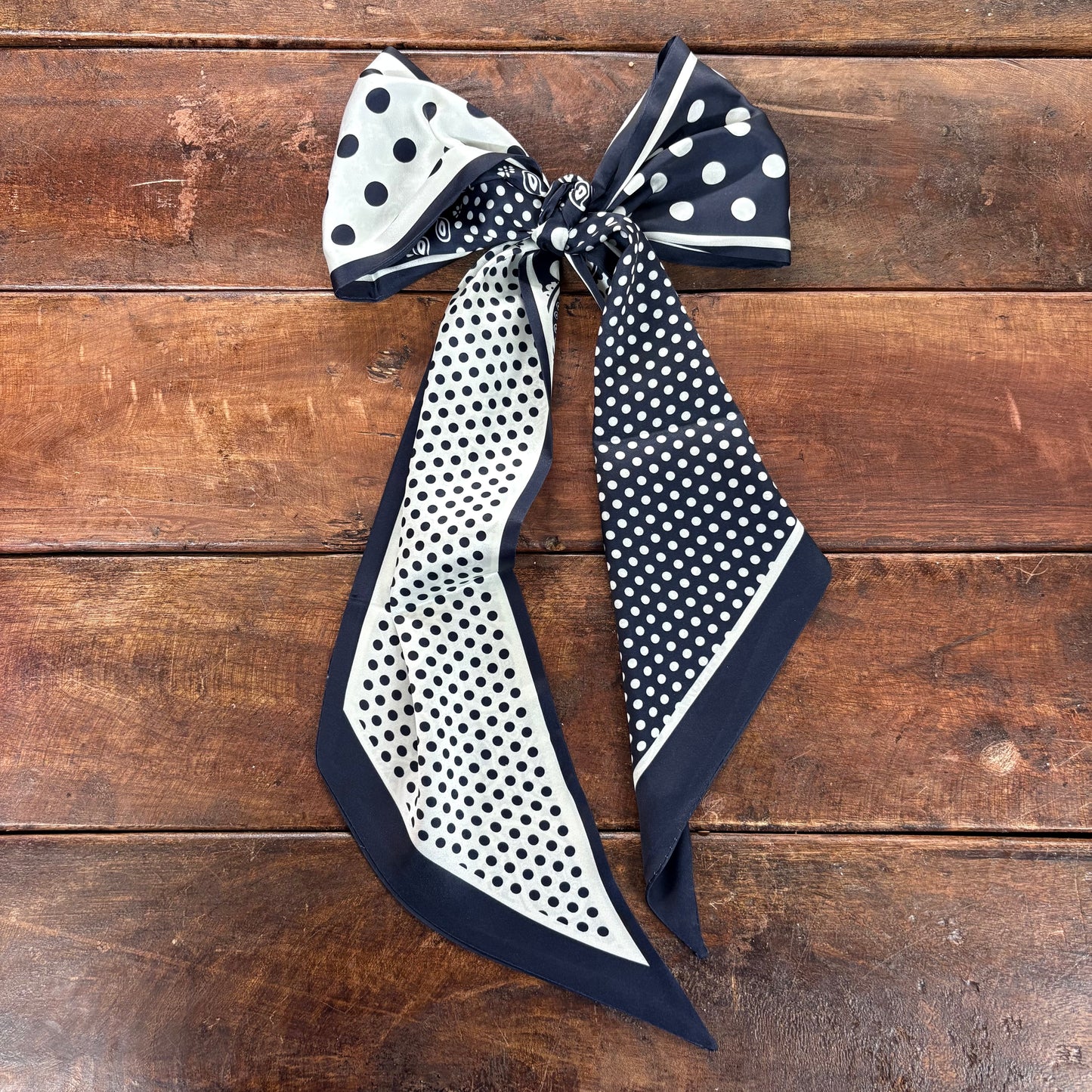 Navy Polka Dot and Paisley Twilly - Sarah's Simple Style