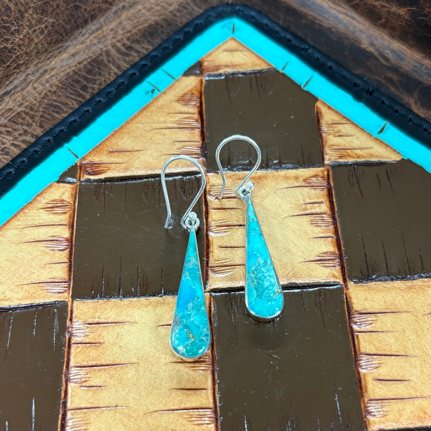 Elongated Teardrop Turquoise Earrings - Boho Sol