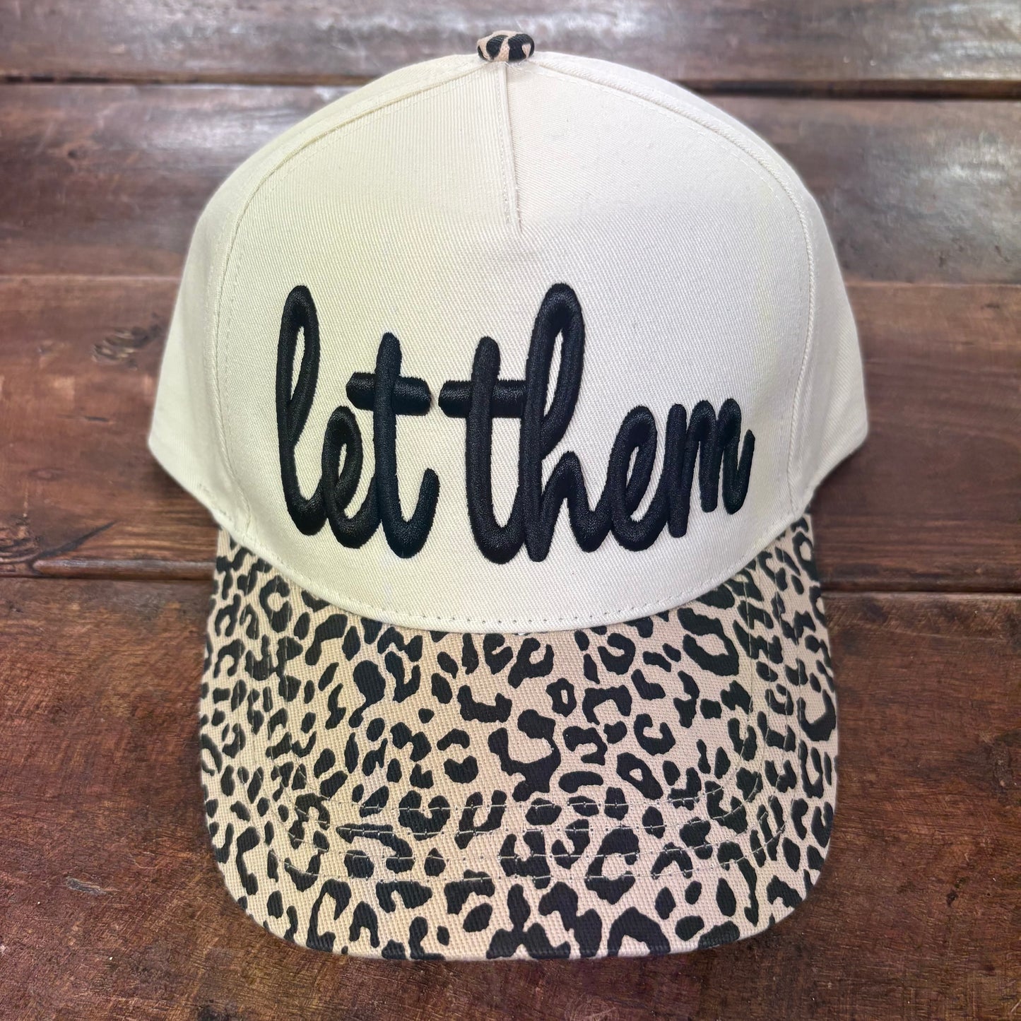 Let Them Leopard Puff Embroidered Cap - Spirit To A Tee