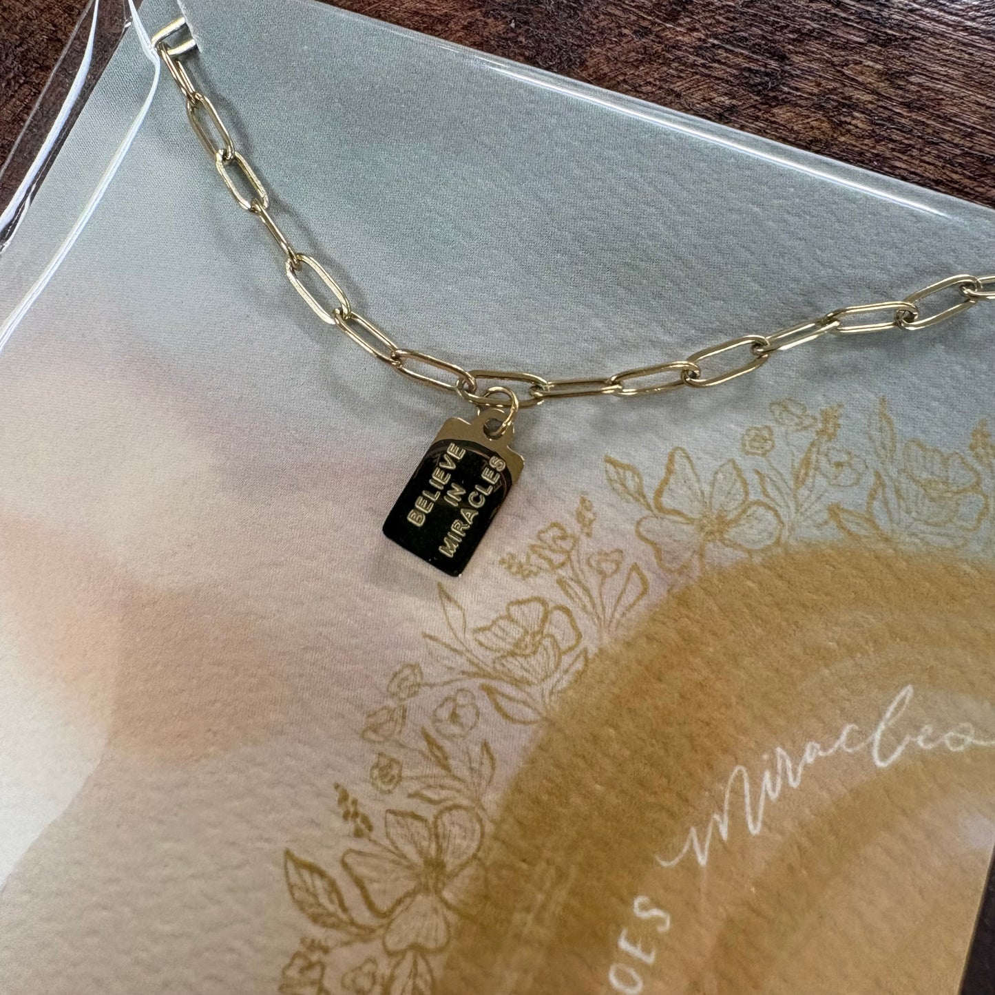 Believe In Miracles Tag Necklace - Dear Heart