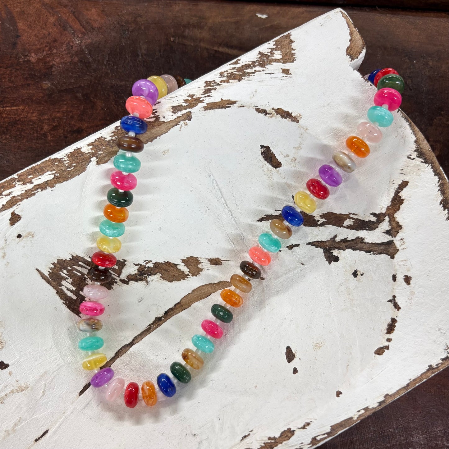 Multi Color Knotted Bead Necklace - What's Hot
