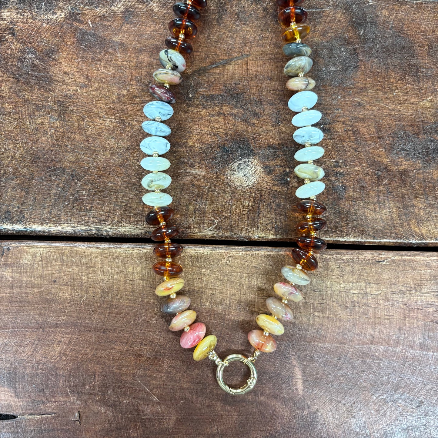 Beige and Pink Toggle Clasp Candy Necklace - Sensibling Corp.