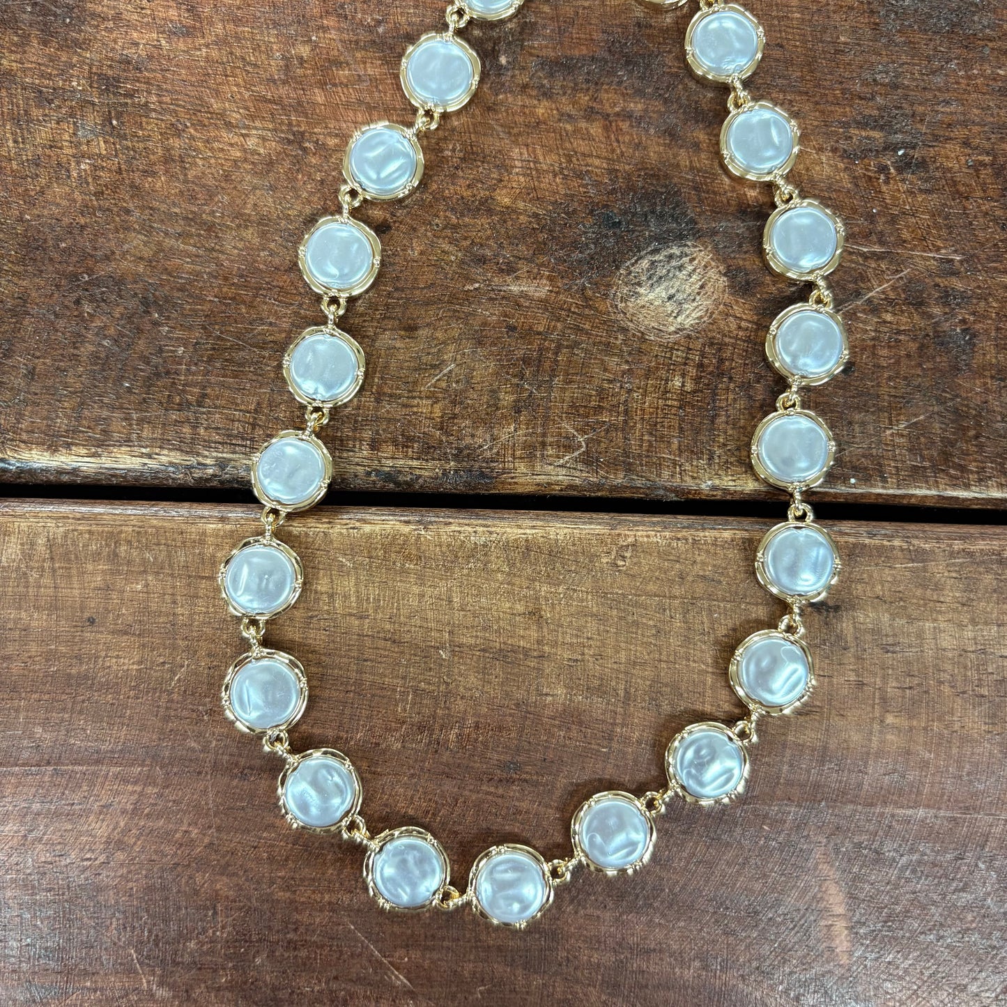 Pearl Link Disc Necklace - Sensibling Corp.