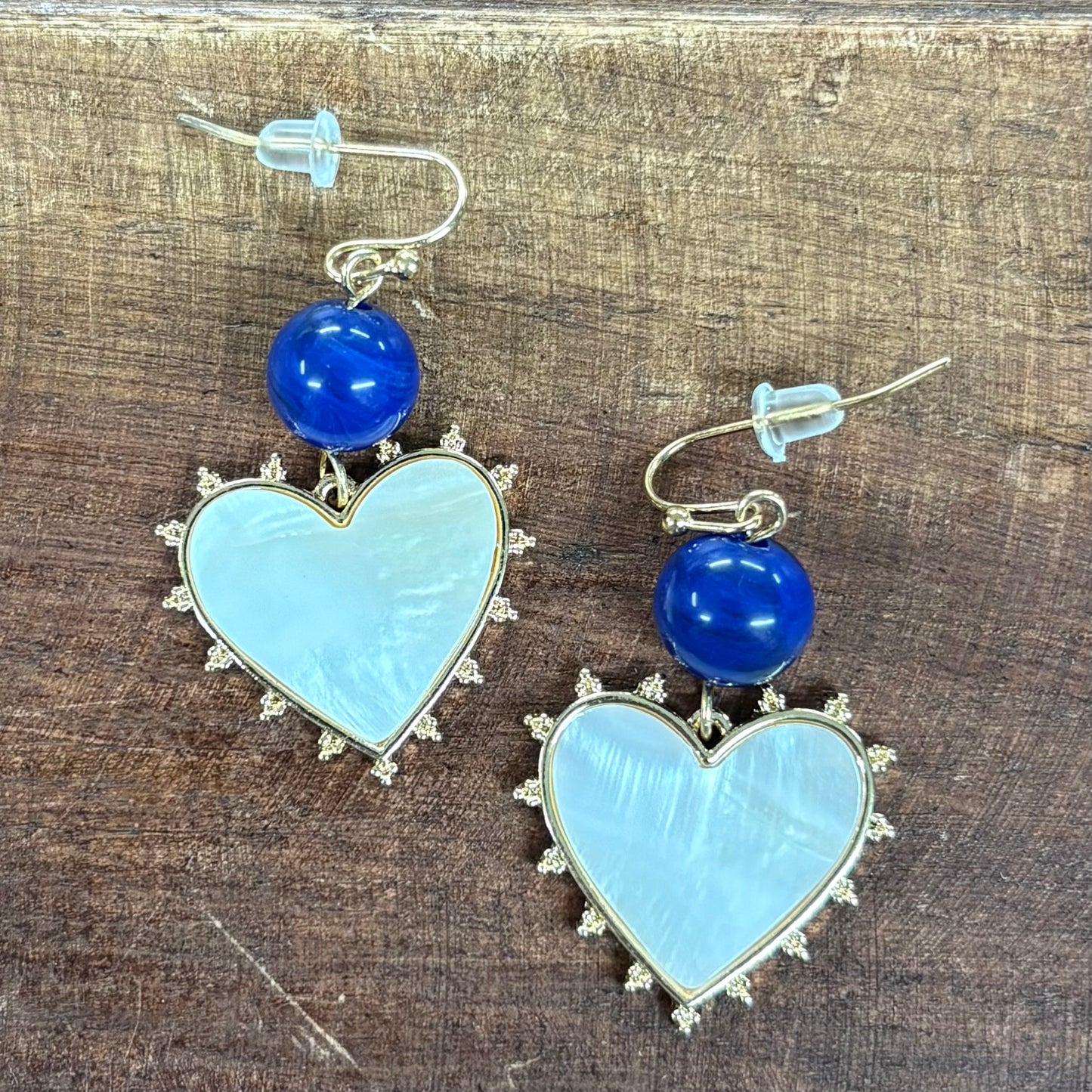 Blue Bead Heart Earrings - Sensibling Corp.