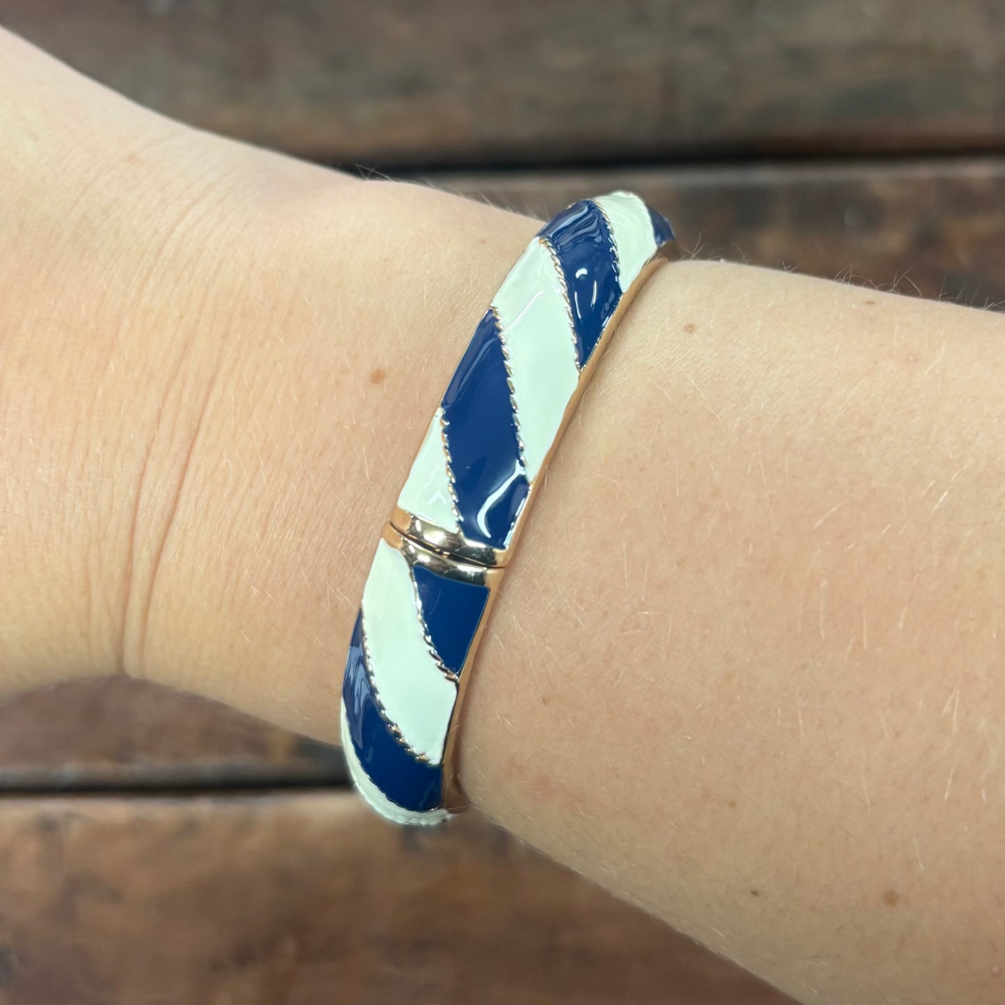 Sandy Striped Hinge Bangle - Canvas Style