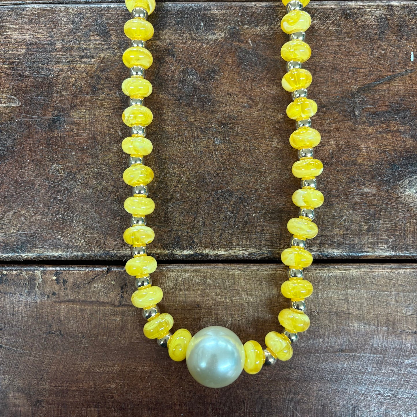 Yellow Pearl Beaded Necklace - JOSSLYN